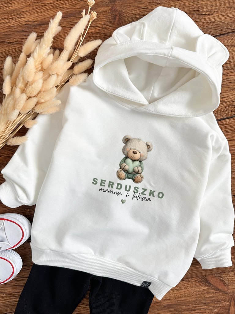 Bluza z kapturem z uszkami miś serduszko mamusi i tatusia