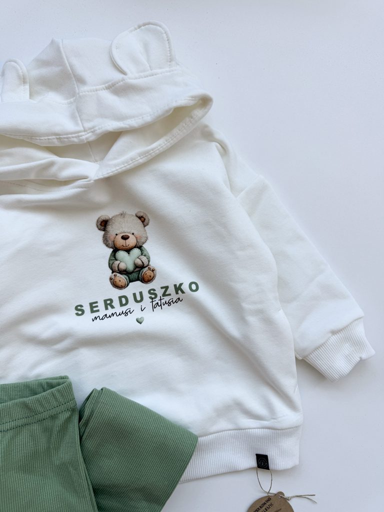 Bluza z kapturem z uszkami miś serduszko mamusi i tatusia