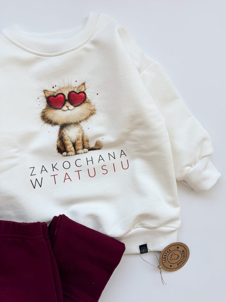 Bluza dziecięca z nadrukiem kotka zakochana w tatusiu