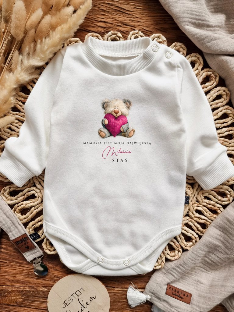 Body dla niemowlaka z misiem mamusia jest moją miłością