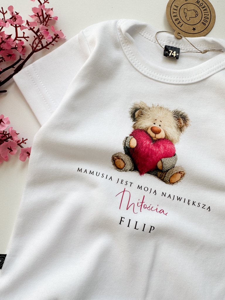 Body dla niemowlaka z misiem mamusia jest moją miłością