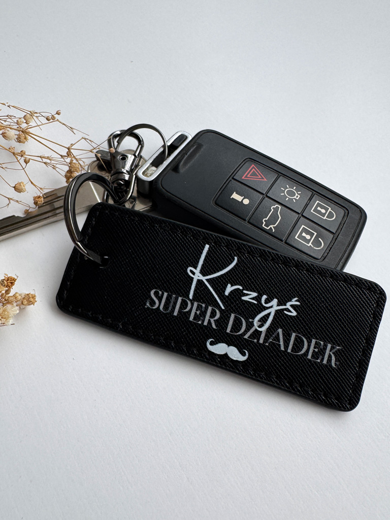 Breloczek z nadrukiem Super Dziadek + imię