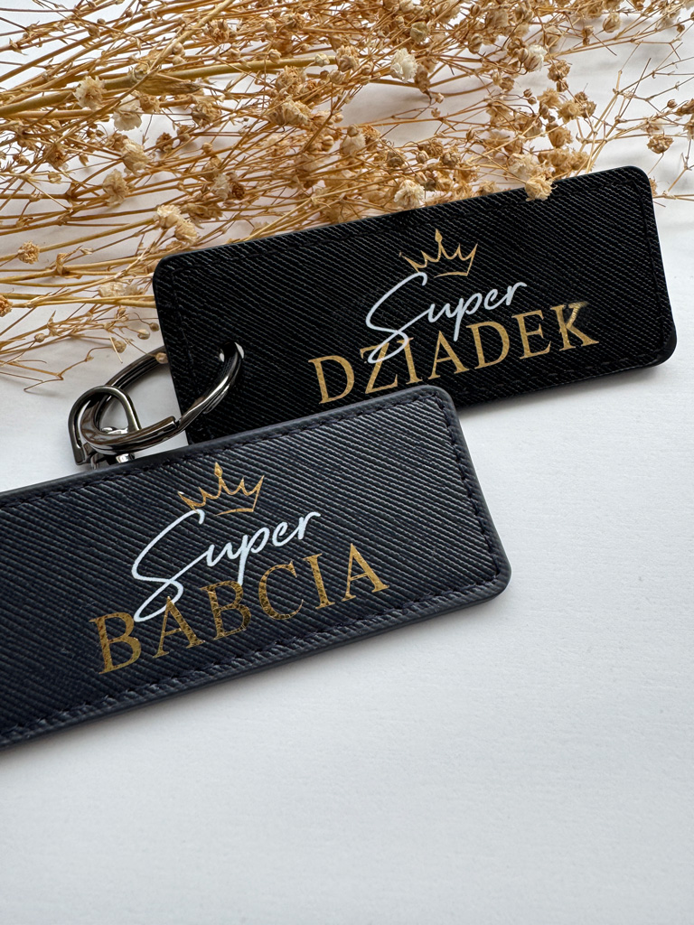 Breloczek z nadrukiem Super Babcia/Super Dziadek