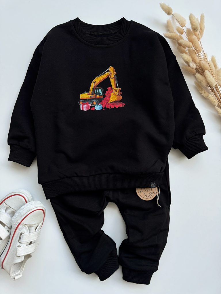 Bluza dziecięca z nadrukiem koparki z serduszkami