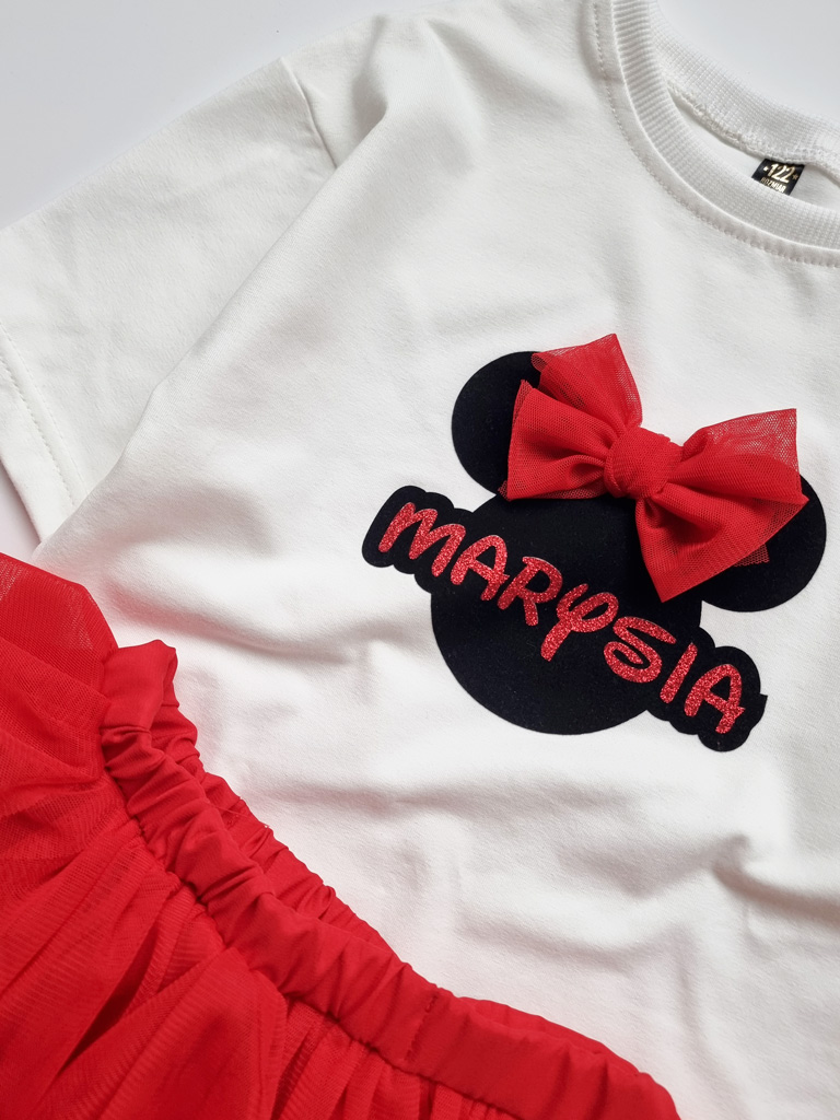 Koszulka dziecięca myszka z imieniem i kokardą - obrazek 3