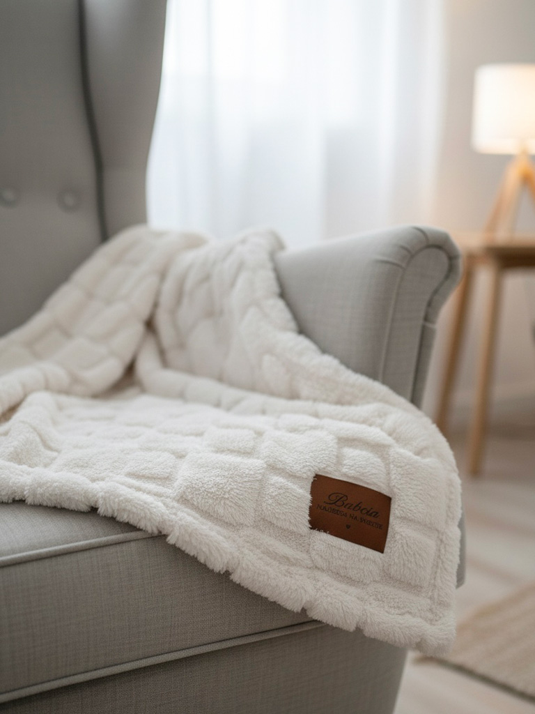 Koc z naszytą skórką dla Babci