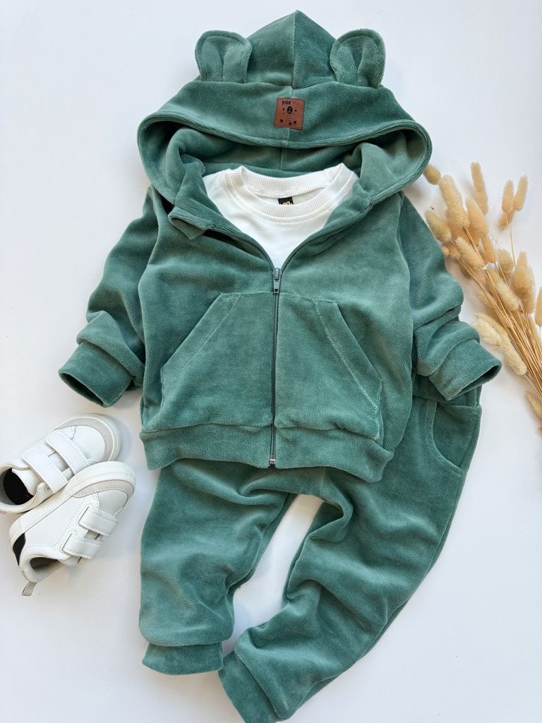 Dres welurowy dziecięcy miętowy