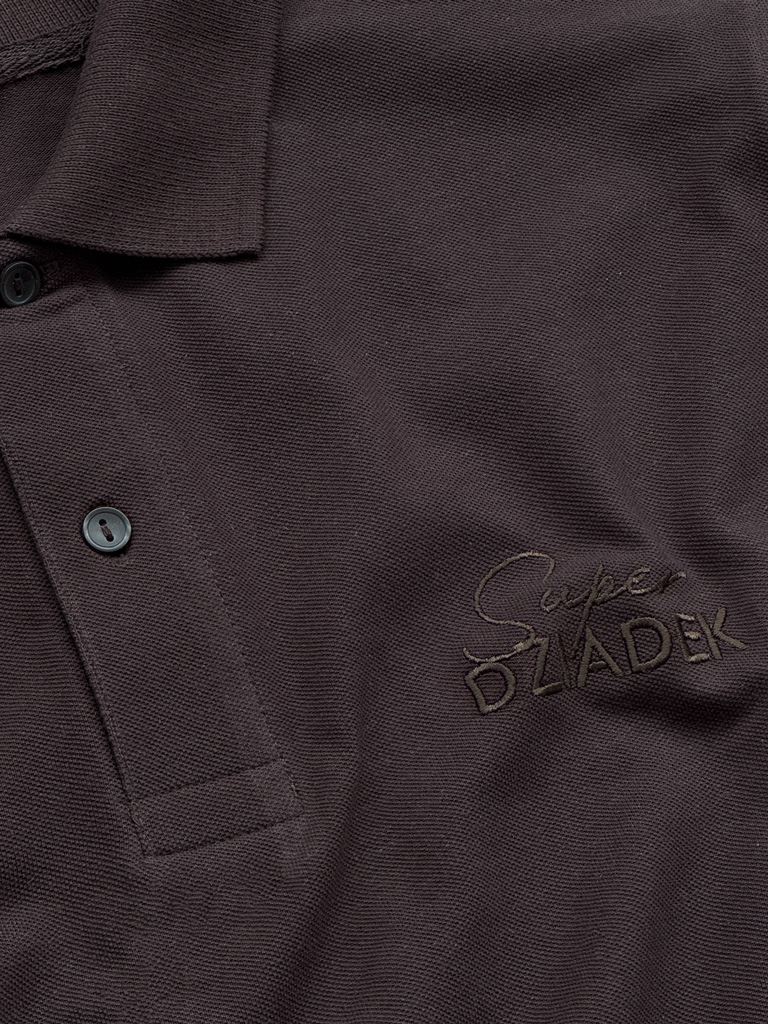 Koszulka męska polo brązowa z haftem Super Dziadek