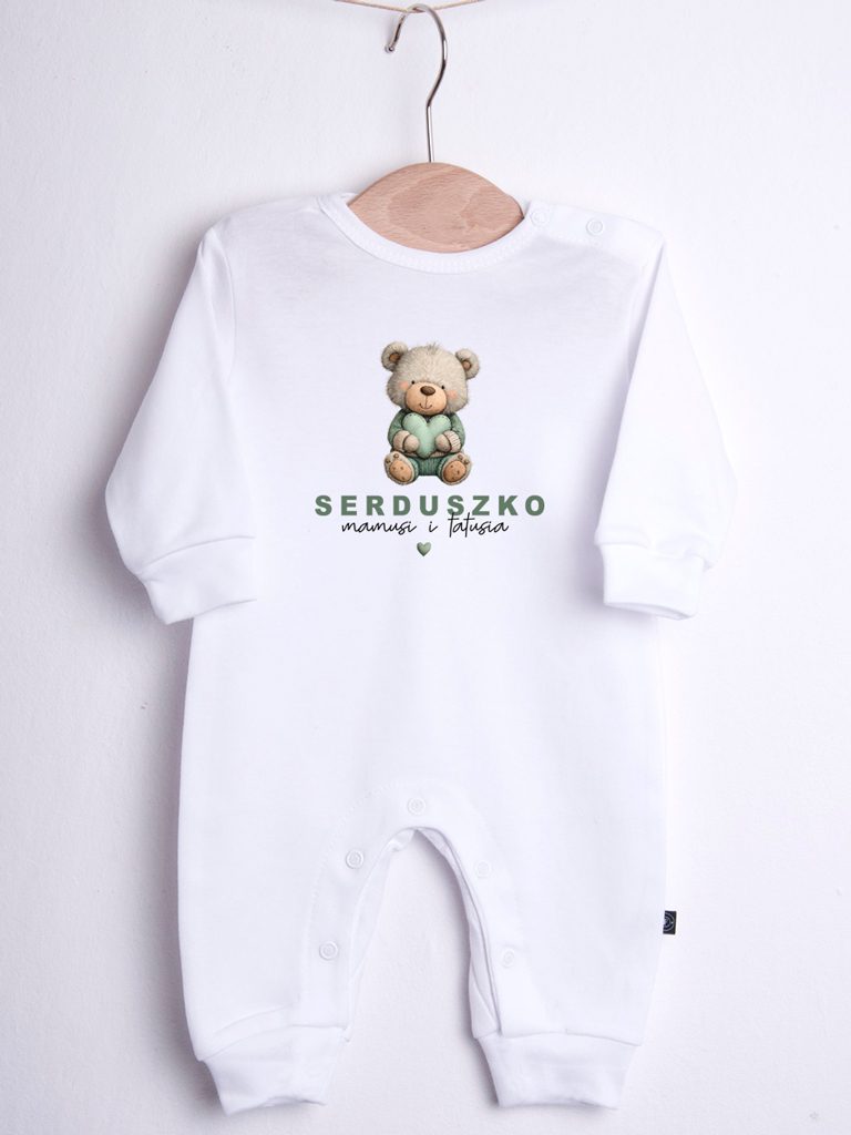 Pajac niemowlęcy miś serduszko mamusi i tatusia