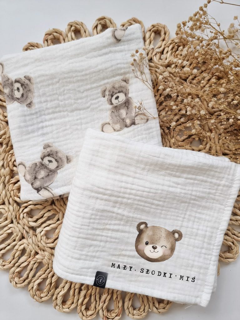2pak pieluszek muślinowowych pluszowy słodki miś