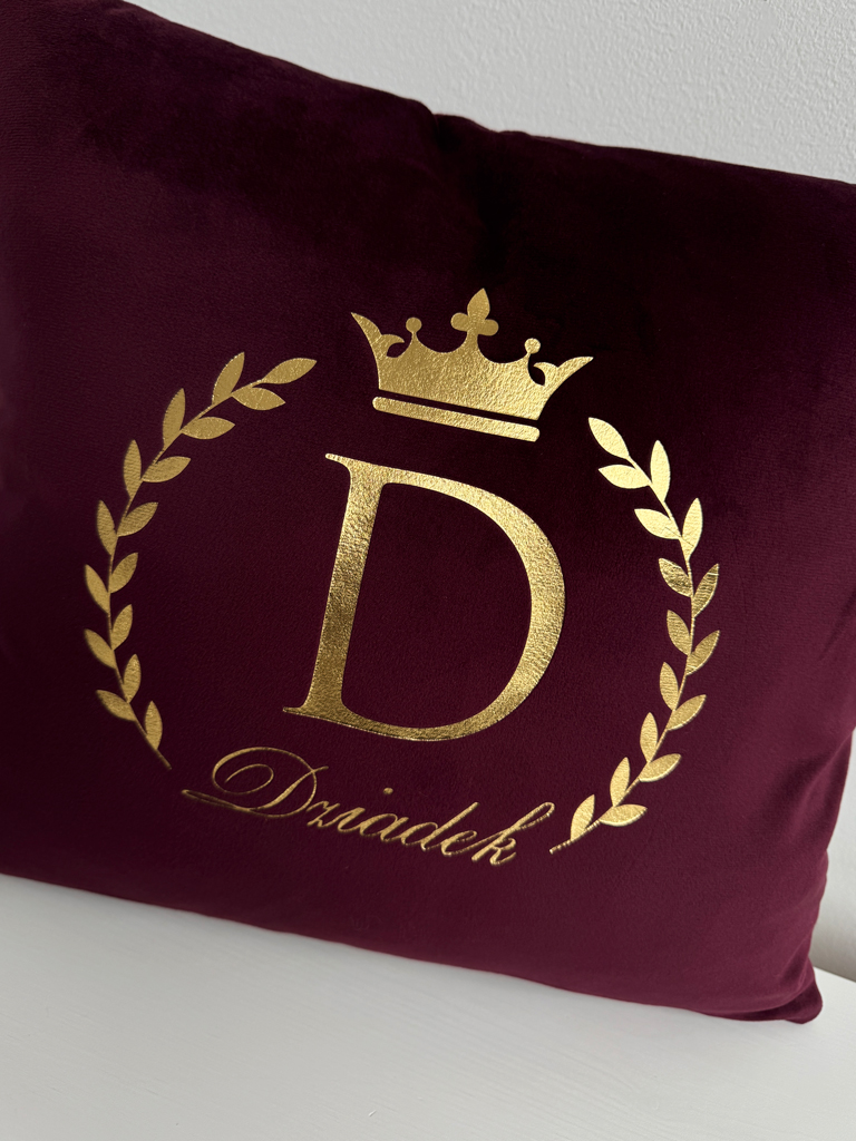 Poduszka welurowa z nadrukiem Dziadek w wieńcu