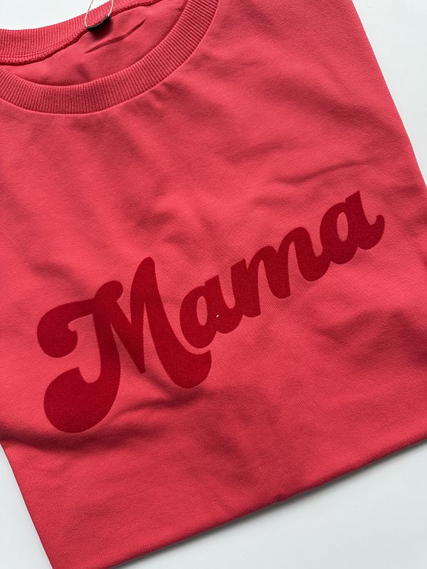 Koszulka koralowa damska mama rozmiar oversize