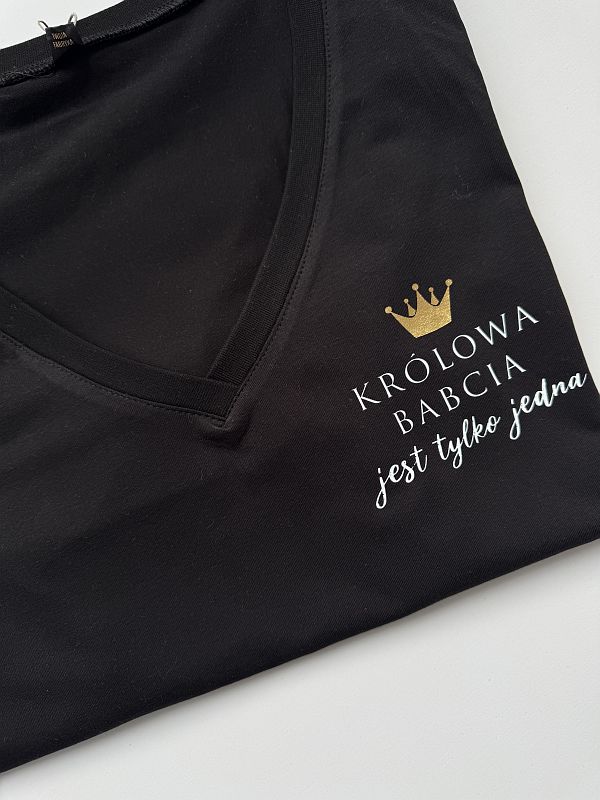 Koszulka czarna damska królowa babcia jest tylko jedna rozmiar L