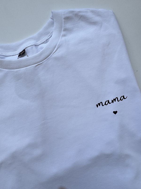 Koszulka biała damska mama rozmiar oversize long