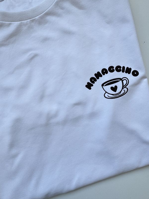 Koszulka biała damska mamaccino rozmiar oversize long