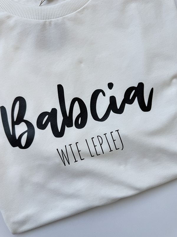 Koszulka ecru damska babcia wie lepiej rozmiar oversize