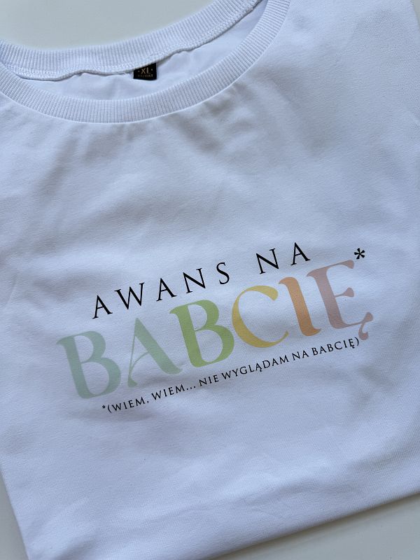Koszulka biała damska awans na babcię rozmiar XL