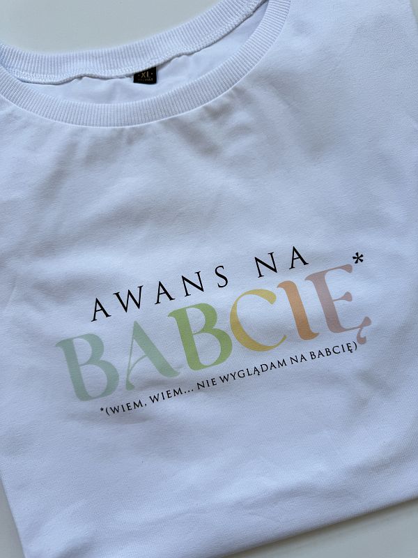 Koszulka biała damska awans na babcię rozmiar XL