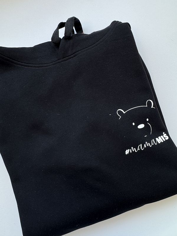 Bluza czarna damska z kapturem mama miś rozmiar XL