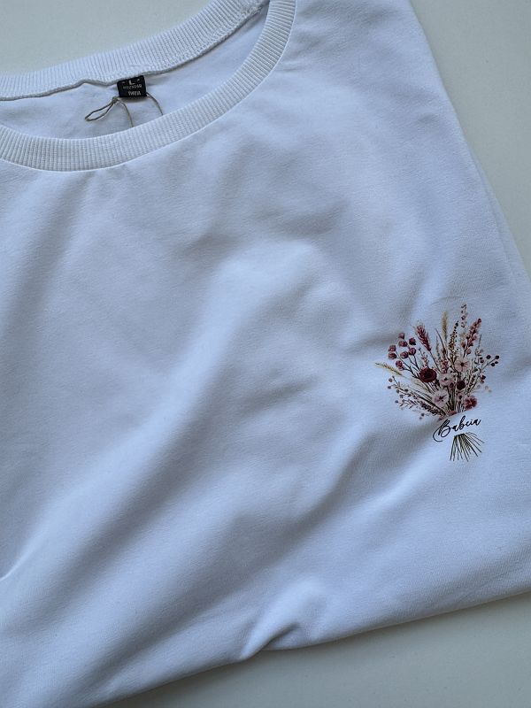 Koszulka biała damska bukiet kwiatów rozmiar L