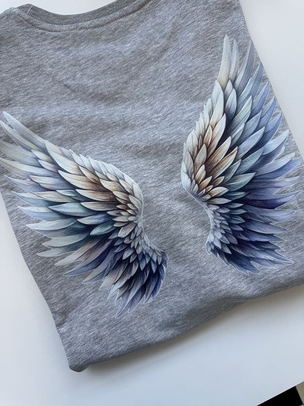 Bluza damska szara bez kaptura skrzydła na plecach rozmiar M