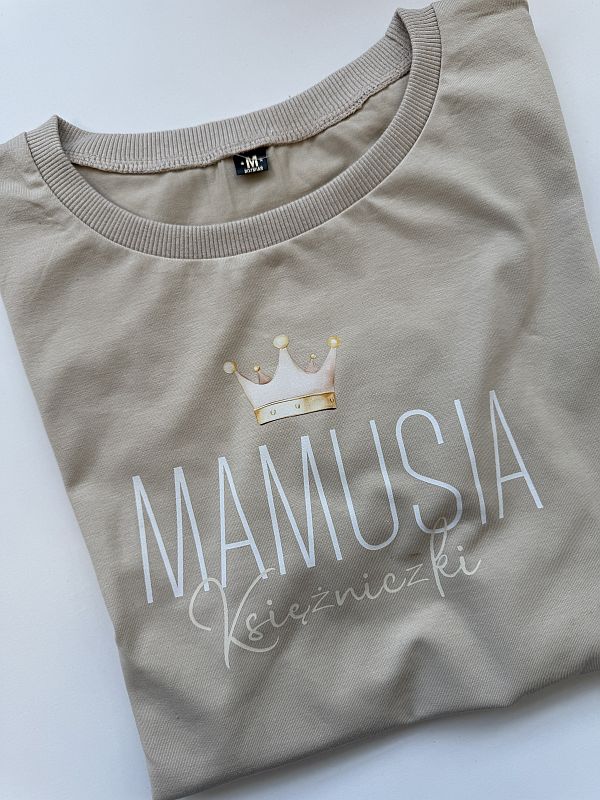 Koszulka beżowa damska mamusia księżniczki rozmiar M