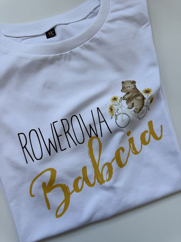 Koszulka biała damska rowerowa babcia rozmiar M