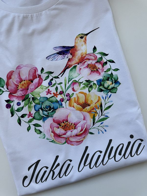 Koszulka biała damska serce kwiatowe jaka babcia rozmiar M