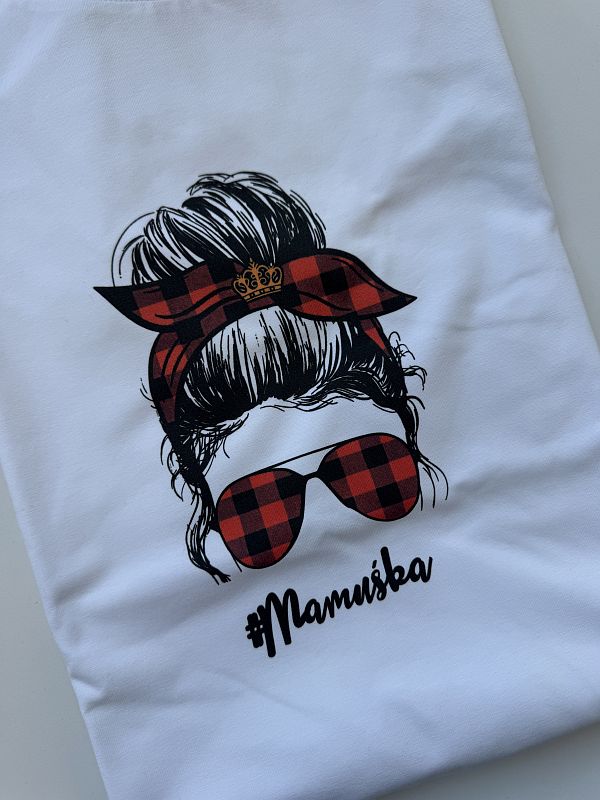 Koszulka biała damska mama w okularach rozmiar M