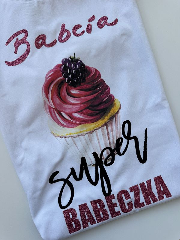 Koszulka biała damska babcia super babeczka rozmiar M