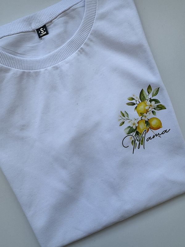 Koszulka biała damska cytryny mama rozmiar S