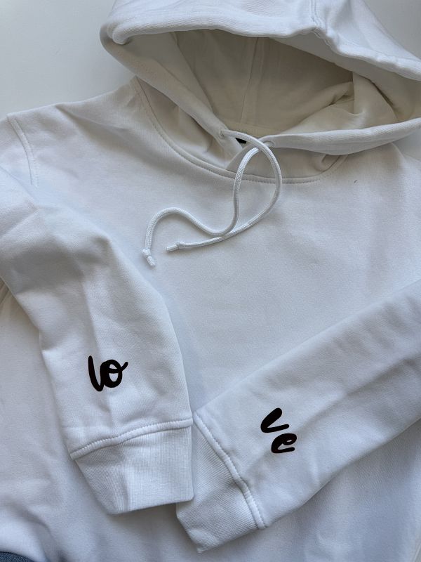 Bluza biała damska z kapturem love rozmiar S