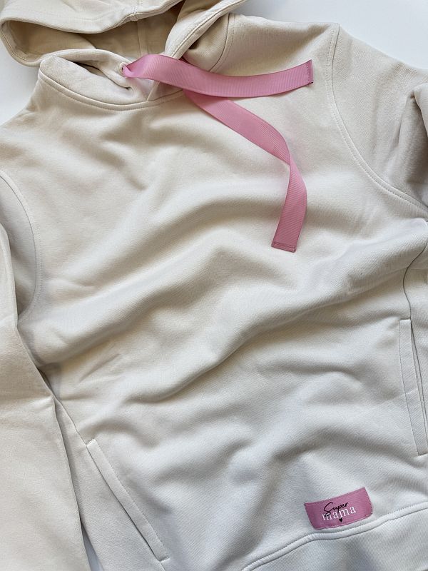 Bluza beżowa damska z kapturem super mama rozmiar XS