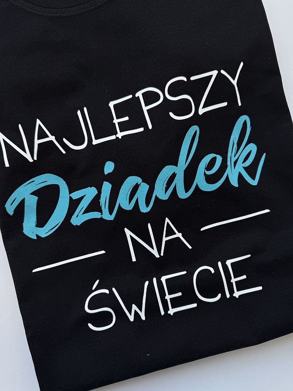 Koszulka męska czarna z nadrukiem najlepszy dziadek na świecie rozmiar XXL