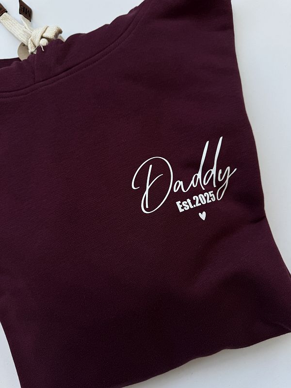 Bluza bordowa meska z kapturem daddy est 2025 rozmiar XL