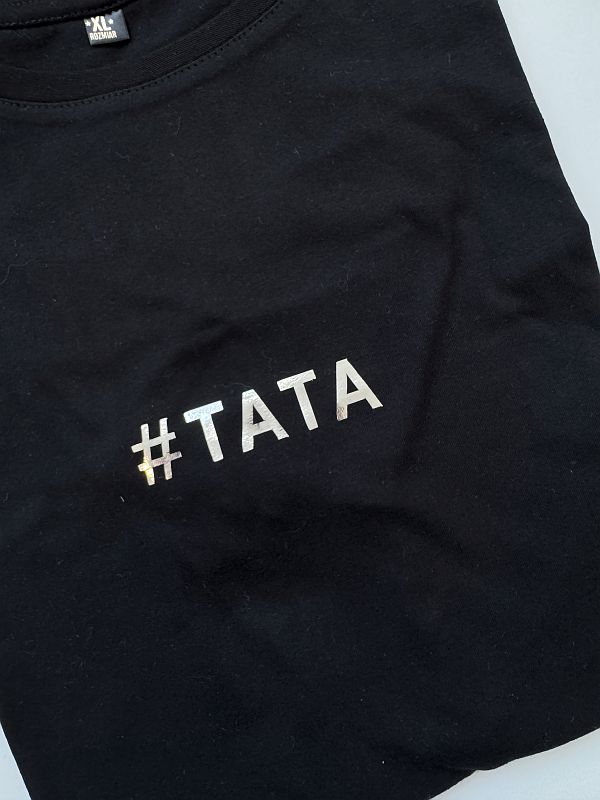 Koszulka męska czarna z nadrukiem #tata rozmiar XL