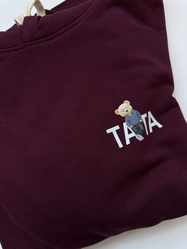 Bluza bordowa meska z kapturem tata miś rozmiar XL