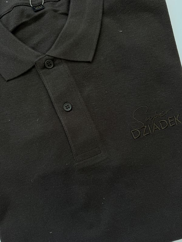 Koszulka męska brązowa polo z haftem super dziadek rozmiar XL