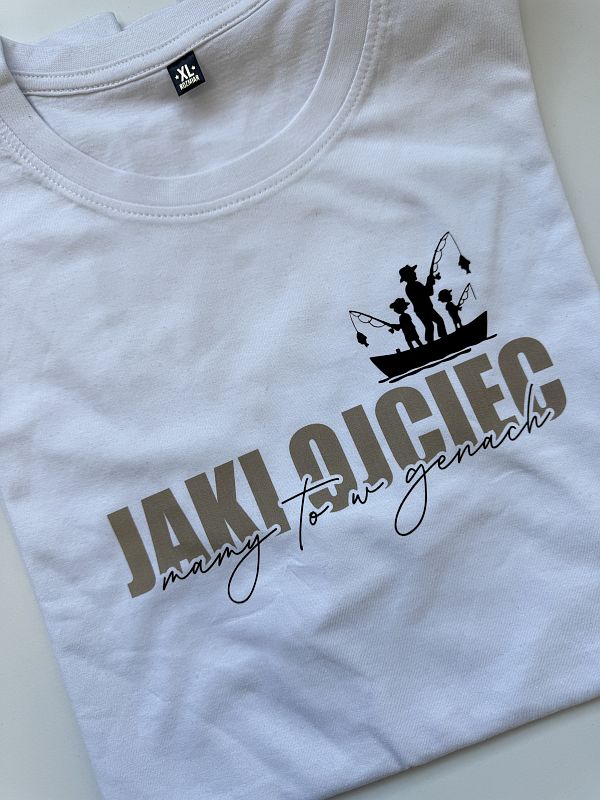 Koszulka męska biała z nadrukiem jaki ojciec rozmiar XL