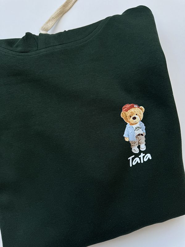 Bluza zielona meska z kapturem tata miś rozmiar L