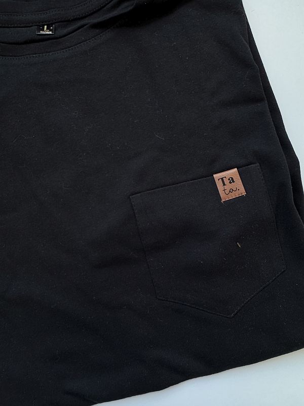 Koszulka męska czarna z kieszonką i skórką tata rozmiar L