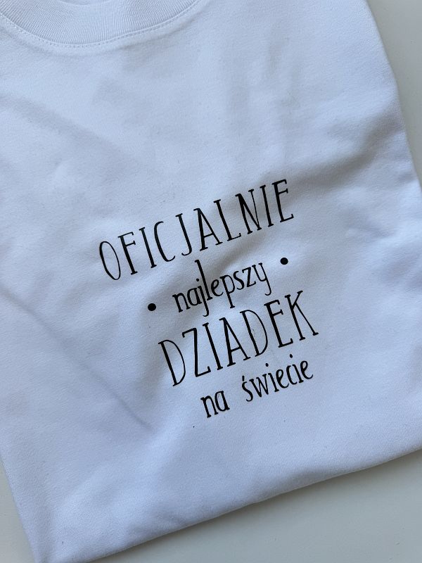 Koszulka męska biała z nadrukiem oficjalnie najlepszy dziadek rozmiar L
