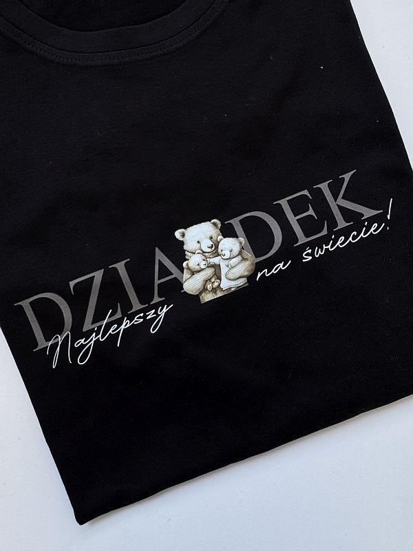 Koszulka męska czarna z nadrukiem dziadek najlepszy na świecie rozmiar L