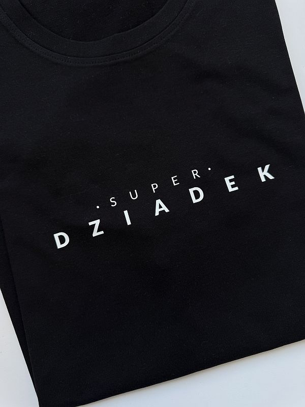Koszulka męska czarna z nadrukiem super dziadek rozmiar L