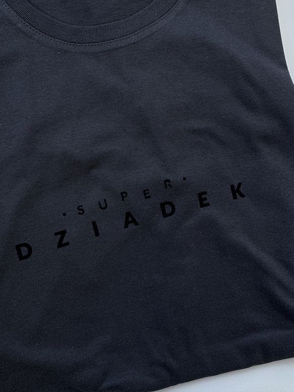 Koszulka męska grafitowa z nadrukiem super dziadek rozmiar L