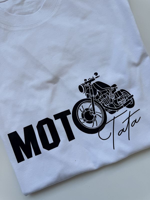 Koszulka męska biała z nadrukiem moto tata rozmiar M