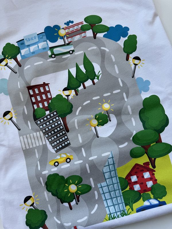 Koszulka męska biała z nadrukiem ulicy na plecach rozmiar M