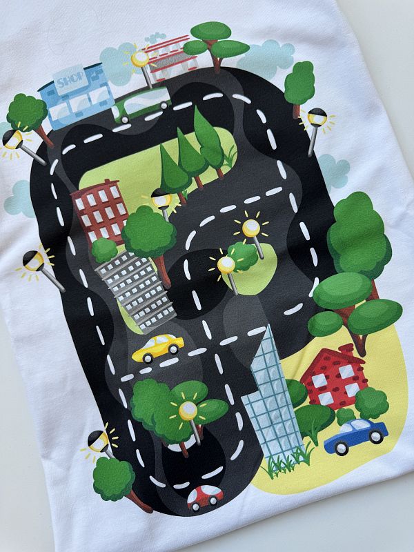 Koszulka męska biała z nadrukiem ulicy na plecach rozmiar M