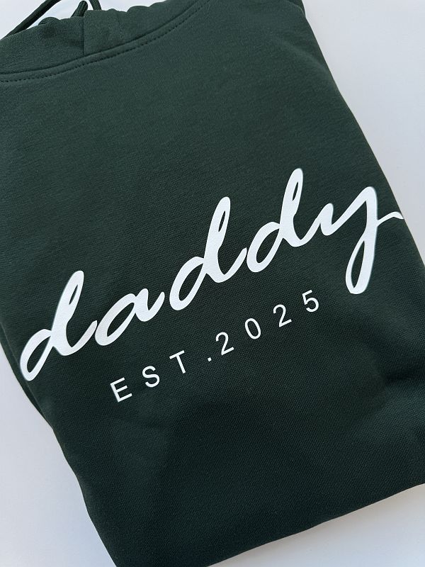 Bluza zielona meska z kapturem z nadrukiem daddy est 2025 rozmiar M