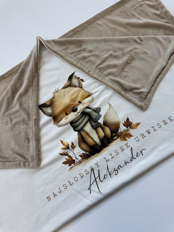 Kocyk dla niemowląt najsłodszy lisek urwisek Aleksander